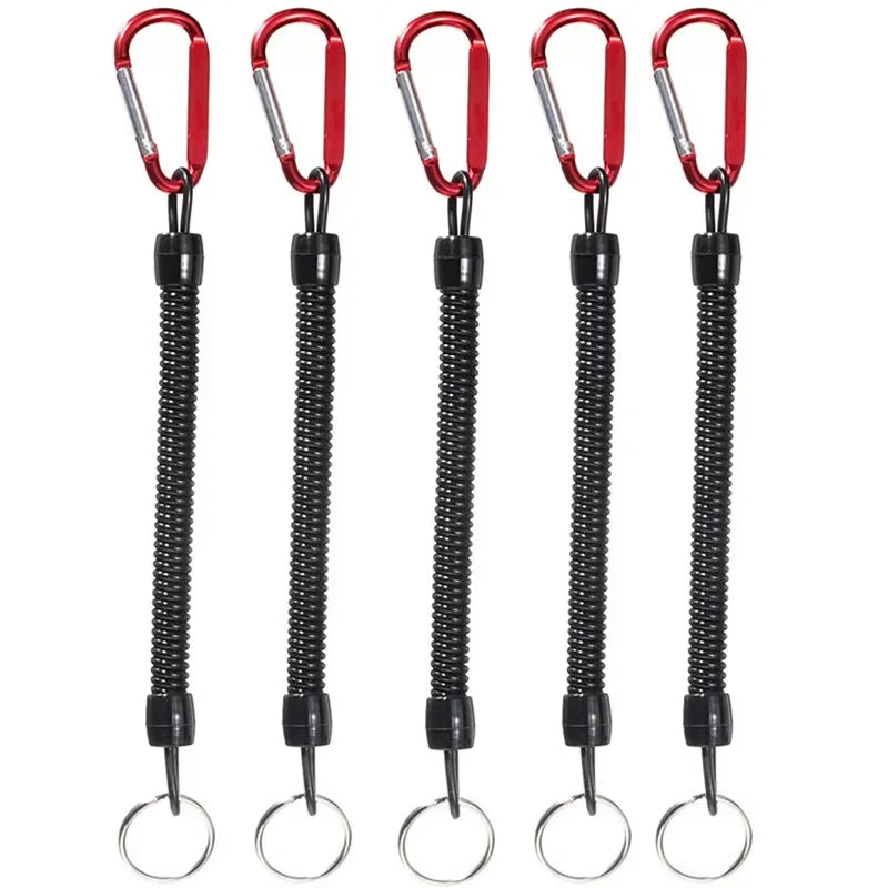 Fishing Lanyards 5pcs Tactical Retractable Spring Elastic Rope With Carabiner Camping Anti-lost Phone Keychain Fishing Rope Oasis Select 5pcs Red China Mainland