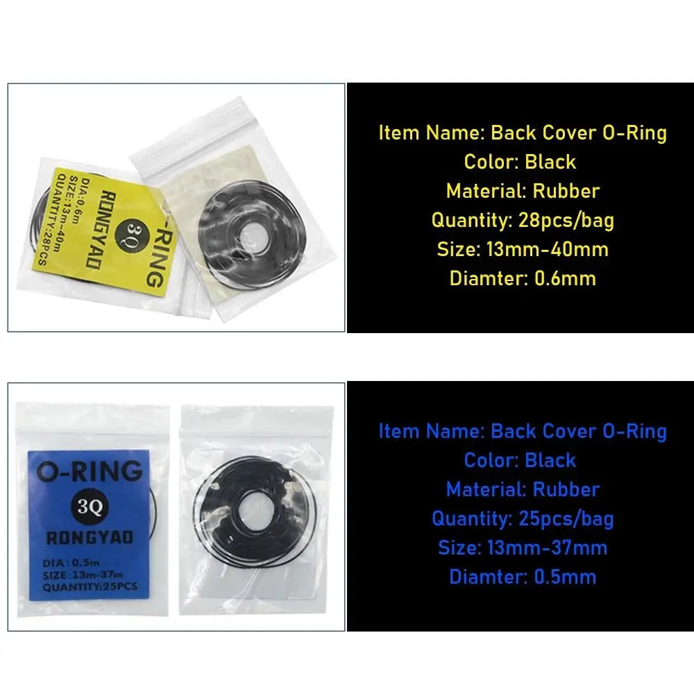 200Pcs/Set Repair Tools Rubber O-Ring Thickness 0.5mm/0.6mm Waterproof Watch Back Case Rubber Boxed for Watchmaker O-Ring Gasket Oasis Select