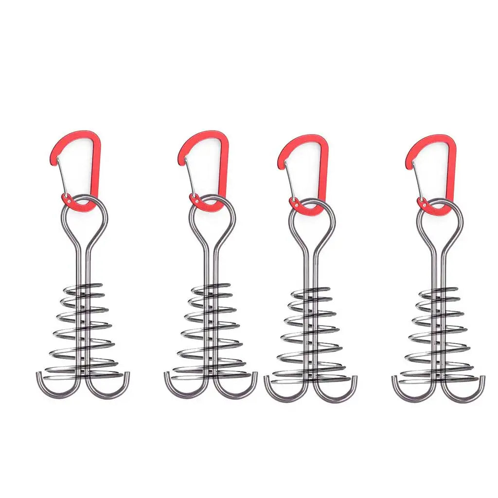 2/4Pcs Camping Tent Fishbone Anchor Peg Aluminum Alloy Spring Hook Tent Wind Rope Fixed Nail for Tarp Awning Canopy Accessories Oasis Select redpcs4