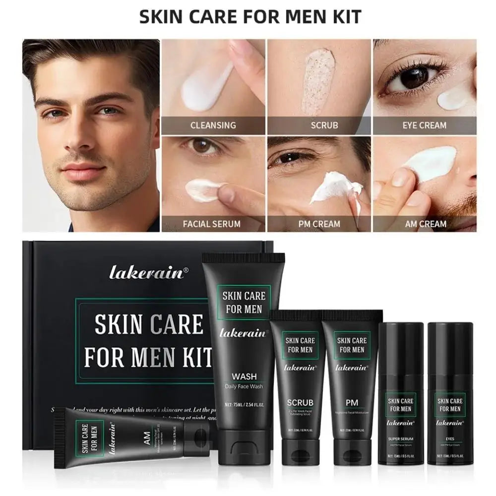 LAIKOU Men's Skincare Kit – Face Wash, Serum, Eye Cream & SPF