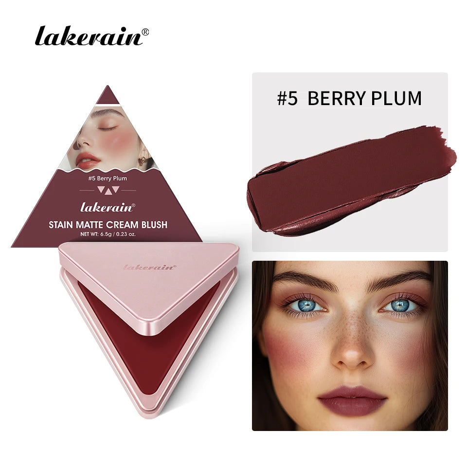Lakerain 2 IN 1 Cream & Powder Blush Long-Lasting Wearing High Pigment Natural Pink Blusher Waterproof Matte Blush Makeup Oasis Select 5Berry Plum