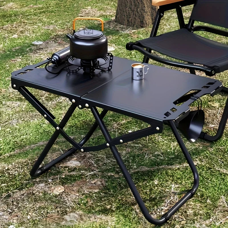 Lightweight Carbon Steel Portable Foldable Camping Table - Multipurpose BBQ & Picnic Table for Outdoor Travel, Hiking & Camping Oasis Select black