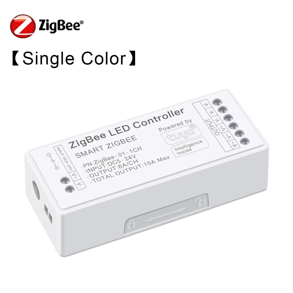 Tuya Zigbee LED Controller Voice Control RGB RGBW CCT LED Strip Smart Controller Dimmable DC5-24V for Alexa Echo Google Home Oasis Select Single Color Dimmer