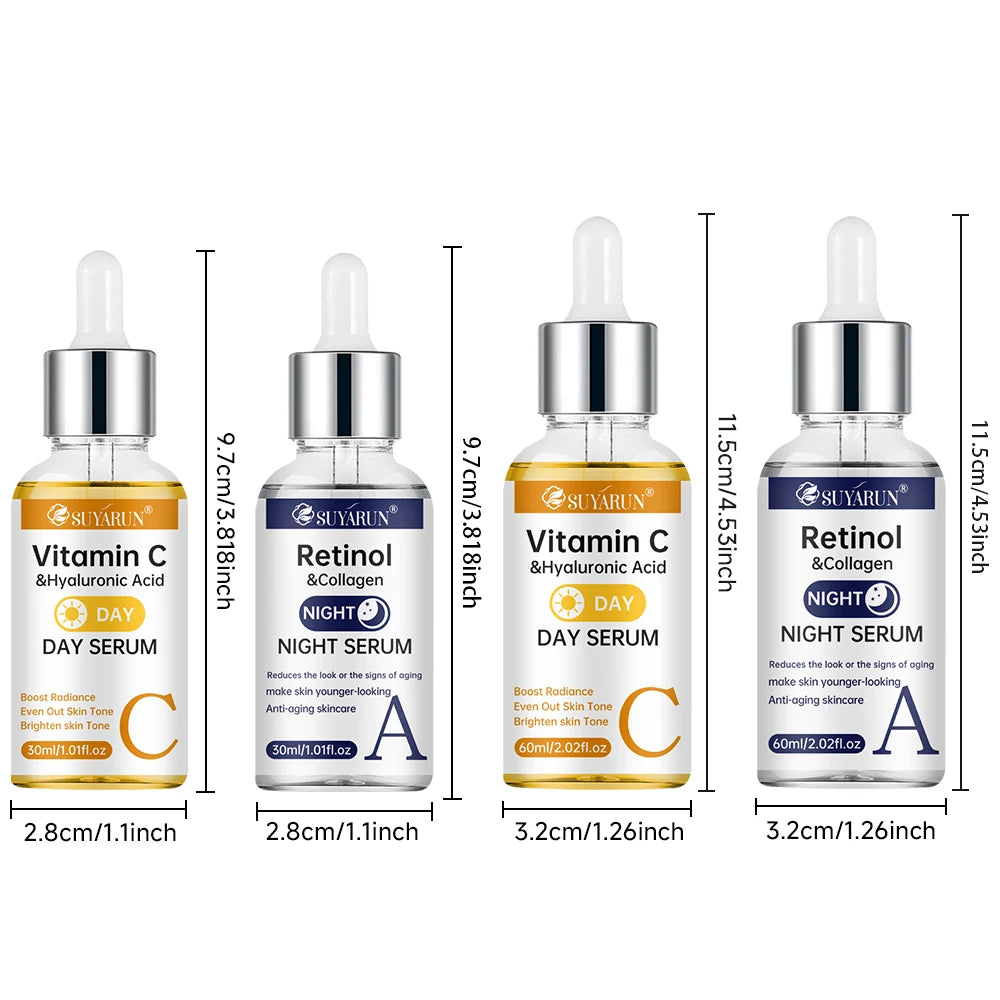 SUYARUN Day Vitamin C Night Retinol Serum - Brightening & Anti-Aging | 2-in-1 Formula for Skin Repair | All Skin Types. Oasis Select