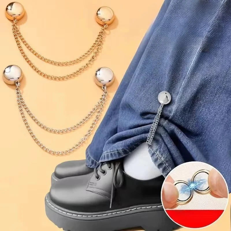2pcs Magnetic Round Ball Chain Clips Detachable No Sew T Shirt Pants And Sleeve Shortener Magnet Fasteners For Clothes Oasis Select
