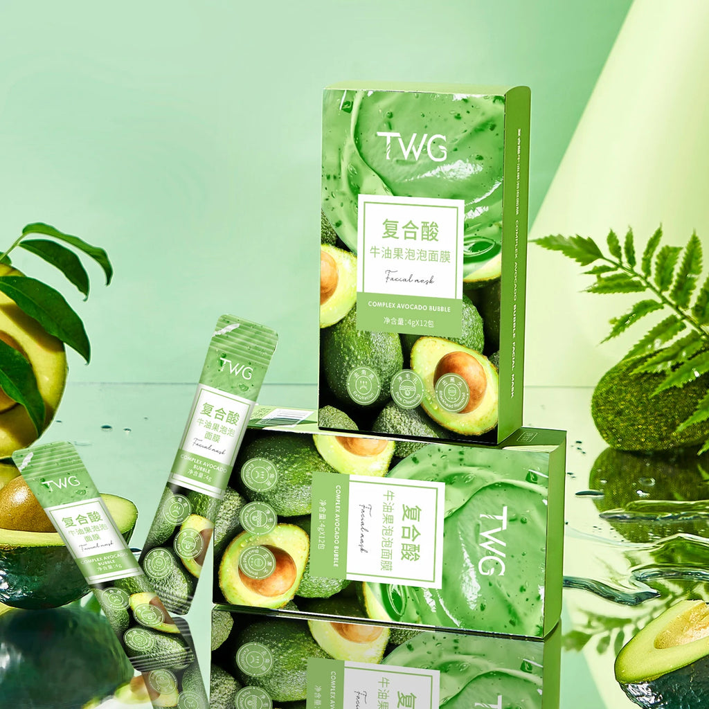 Avocado Bubble Facial Mask 12pc – Deep Cleanse & Moisturize Facial Mask Set Oasis Select