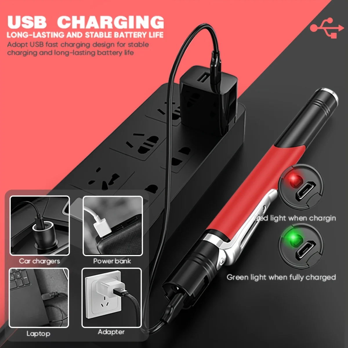 Pen Light with Cob Lights 4 Modes USB Rechargeable Pen Flashlight Mini Portable Pocket Torch for Work Emergency Nurses Doctor Oasis Select
