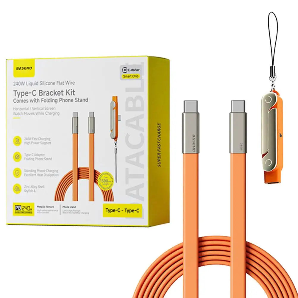 240W USB-C Fast Charging Cable with Phone Stand – 1.5m