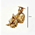 Graduate Skeleton Shelf Sitter Figurine Ornament Gothic Style Skull with Cap Diploma for Graduation Gift & Home Desk Decor Gifts Oasis Select Graduate Gold