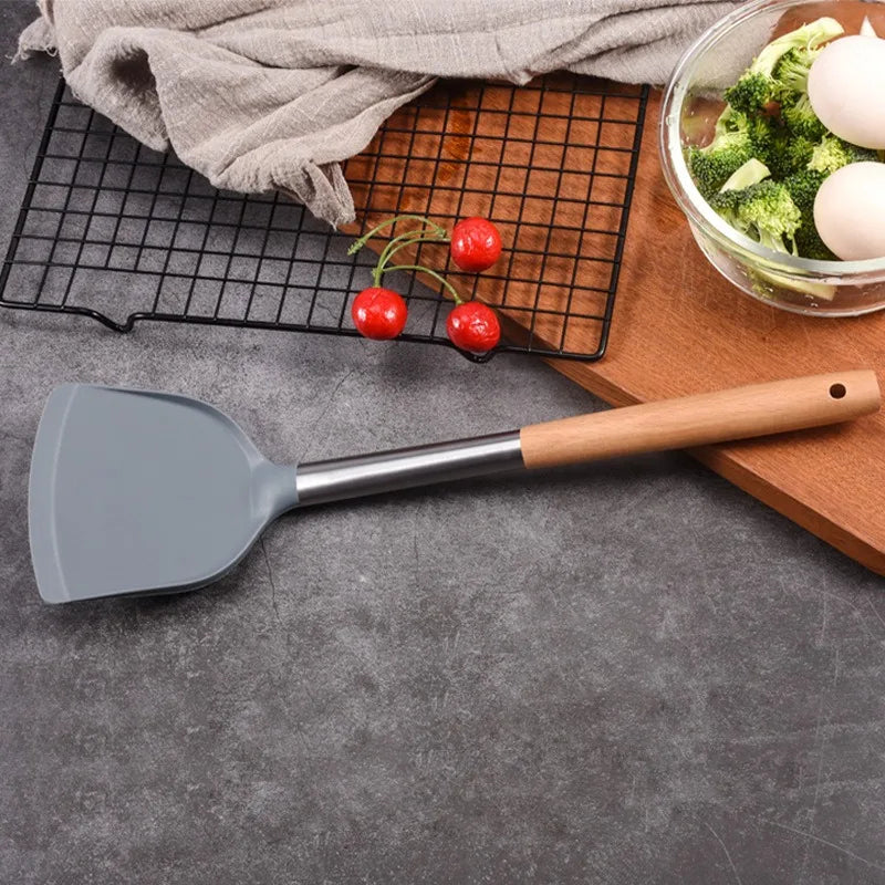 Stir-fry Silicone Spatula Non Stick Pan Household High Temperature Resistant Long Handled Stir Fry Kitchen Utensils Pan Oasis Select