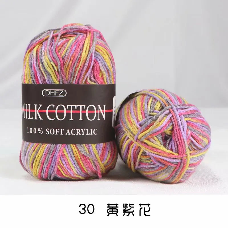 DIY Three Strands Graded Section Dyed Wool Medium Fine Cotton Thread