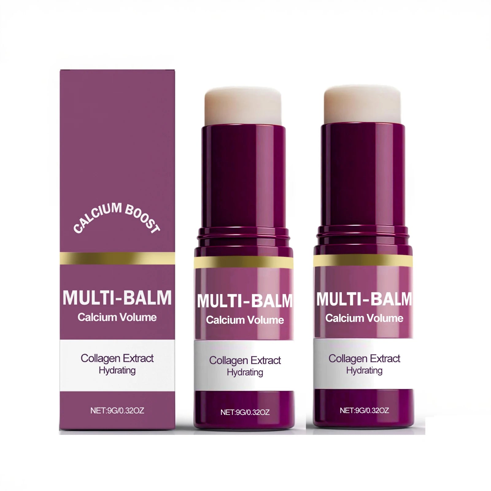1/2/3PCS Calcium Volume Multi Balm Stick,Collagen Moisturing Stick Face Cream Anti Wrinkle Hydrating For Eyes Neck Face Skincare Oasis Select