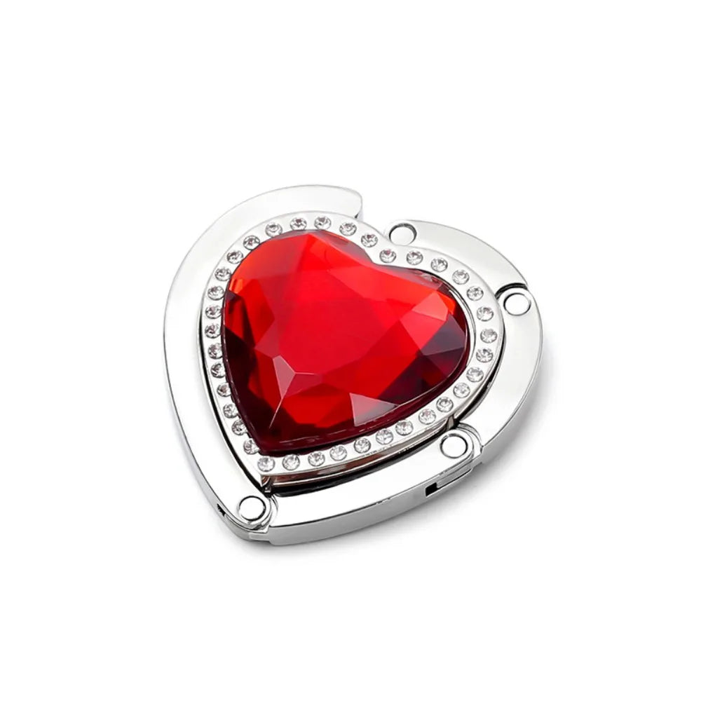 Rhinestone Folding Bag Hook – Heart Shape Purse Table Hanger