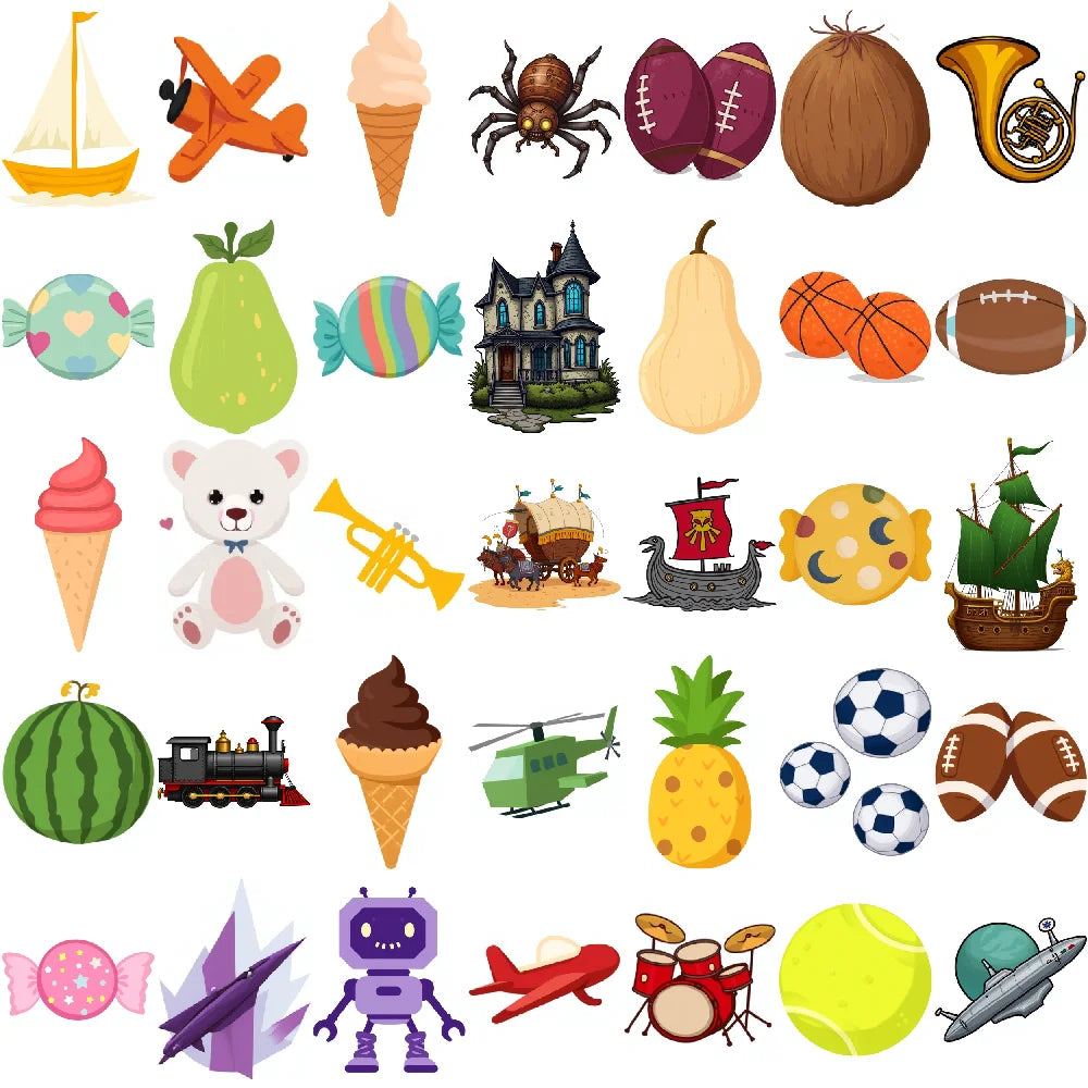 54-Piece Kids Temporary Tattoo Stickers – Cartoon Fun Designs