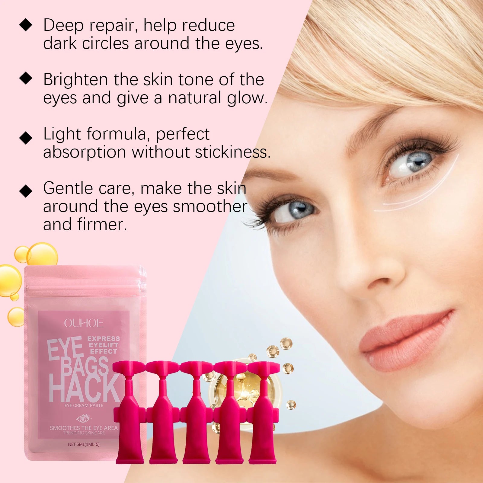 OUHOE Nourishing Moisturizing Eye Cream, Firms Eye Area And Reduces Fine Lines, Softens Eye Skin, Essential Eye Care Oasis Select