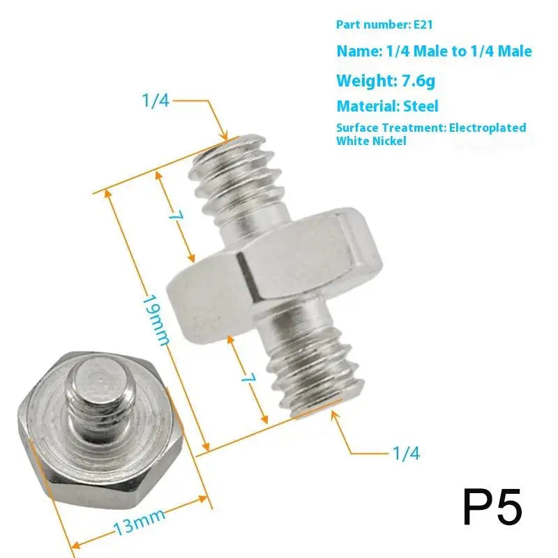 1/4" to 3/8" Male Tripod Screw Mount Adapter | Metal Camera