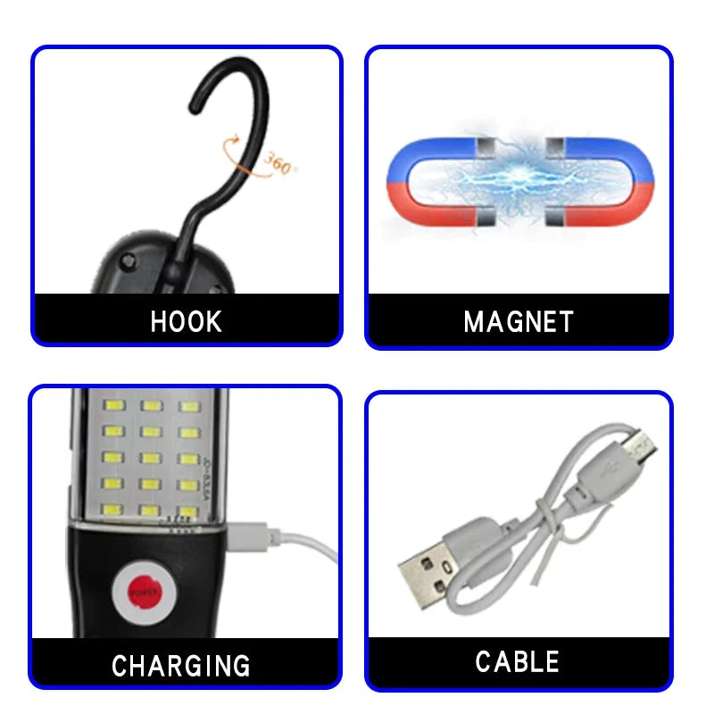 Magnetic USB Rechargeable LED Work Light | 1200 Lm, 3 Modes