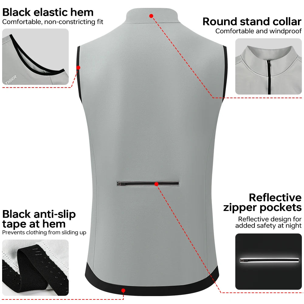 X-TIGER Men's Warm Vest Winter Fleece Windproof Jacket Slim Fit Outdoor Running Cycling Sports Vest Sleeveless Coat Oasis Select