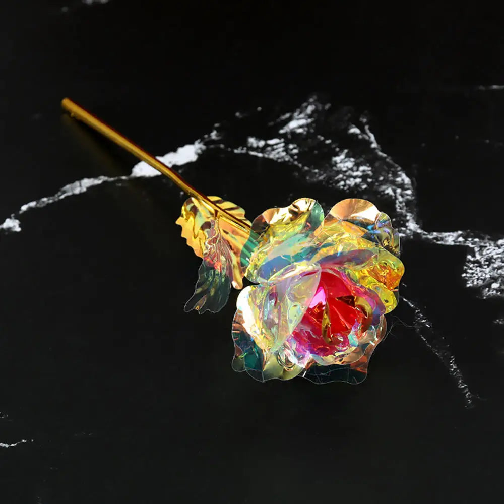 Multi-Color Gold Plated Rose Flower Romantic Valentine’s Day Mother's Day Gift Garden Decoration Flower Decoration Oasis Select red 1