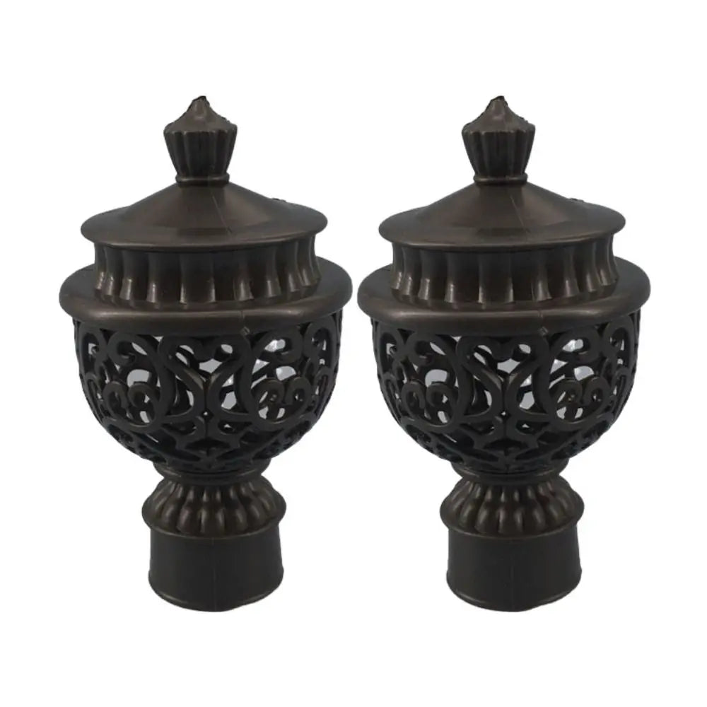 2pcs Durable Hollow Out Decorative Curtain Rod Cap Curtain Rod Head Drapery Rail Ends Curtain Accessories Oasis Select black