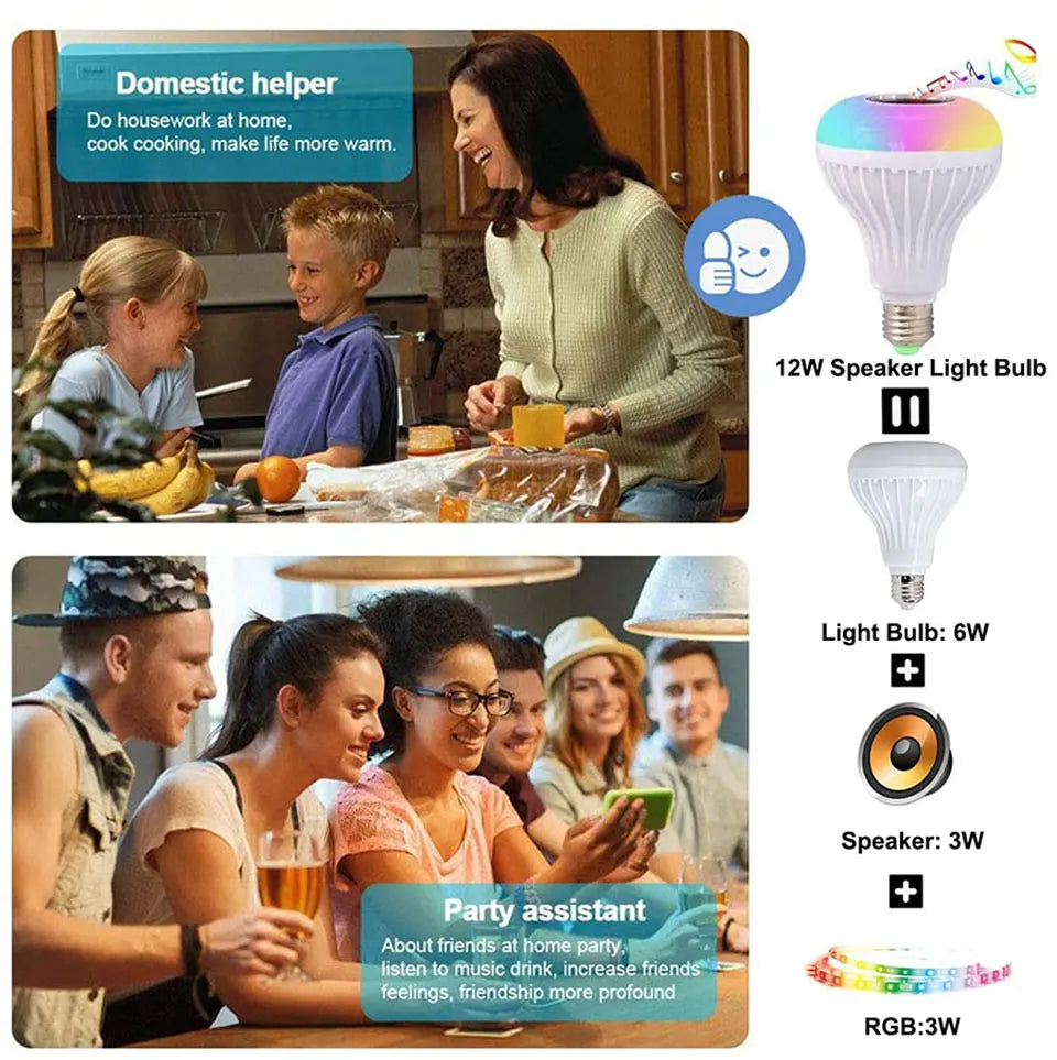 E27 Bluetooth Speaker Bulb RGBW LED Disco Light + Remote Bluetooth Speaker Bulb Oasis Select
