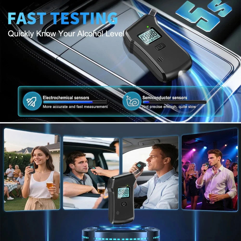 Portable Breathalyzer LCD Display | Rechargeable Alcohol Tester