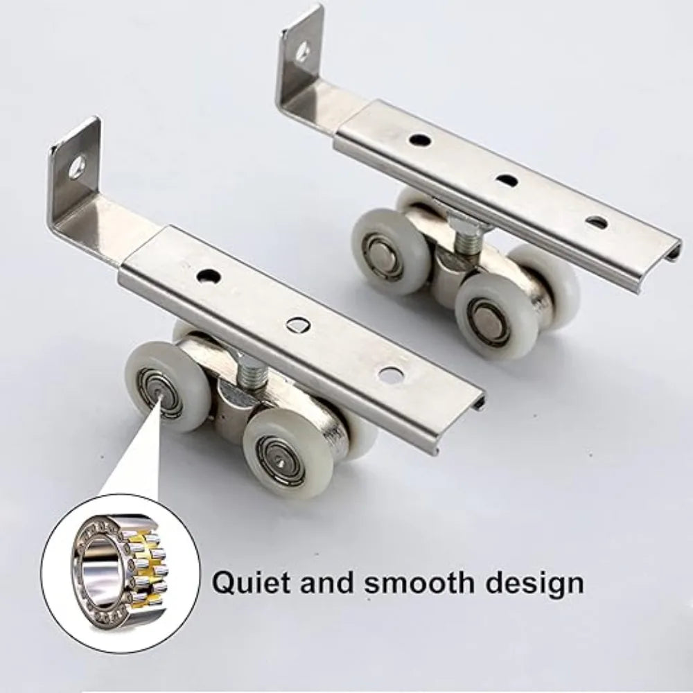 2pcs/set Sliding Door Roller Hardware Slide Doors Pulley 4 Wheels Home Room Wood Door Hanging Wheels Rail Track Pulley Oasis Select