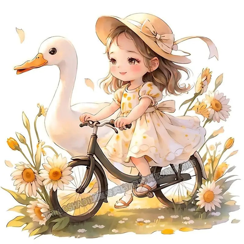 Today Also Try To Be Happy Duck Positive Girl Stickers Paper Wall Doors and Windows Decoration Refrigerator Car Cute Decals Oasis Select SS9012 20cm