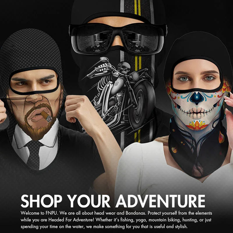3D Funny Mask Motorcycle Face Cover Ski Mask Joker Skull Balaclava Headgear Outdoor Hiking Camping Neck Gaiter Bandana Scarf Men Oasis Select