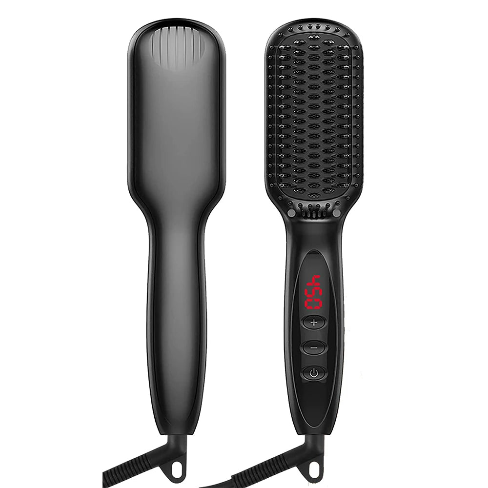 URGGU Ceramic Hair Straightener Brush | 12 Temps, Anti-Scald