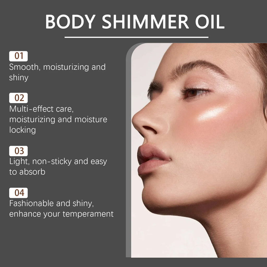 Body Shimmer Oil – Gold Highlighter Drops for Face & Body Liquid Body Highlighter Oasis Select
