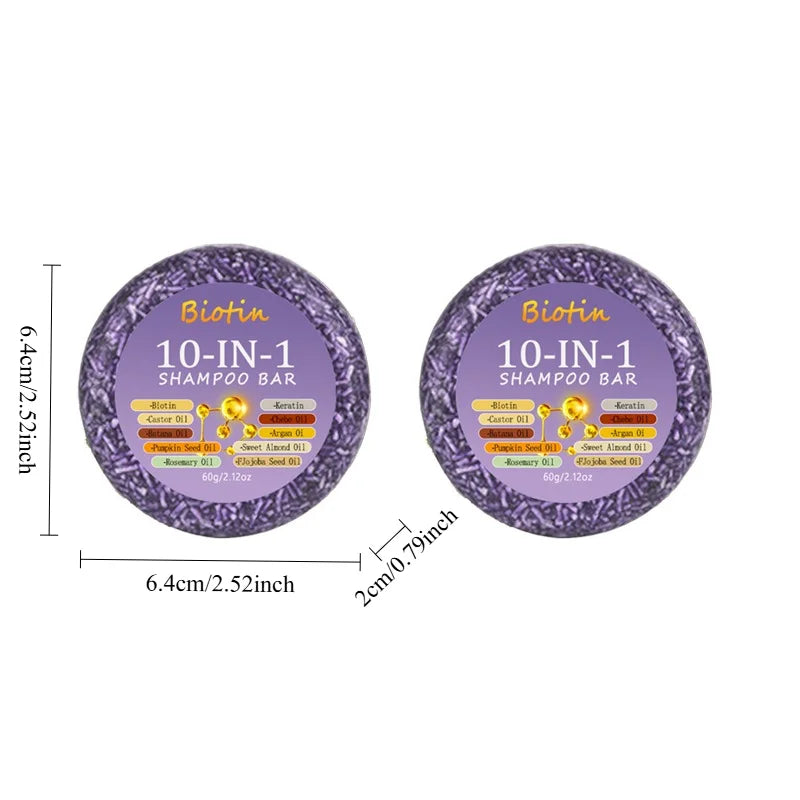 2PCS10-in-1 biotin shampoo soap, rich in biotin and keratin extract, deeply cleanses hair Oasis Select
