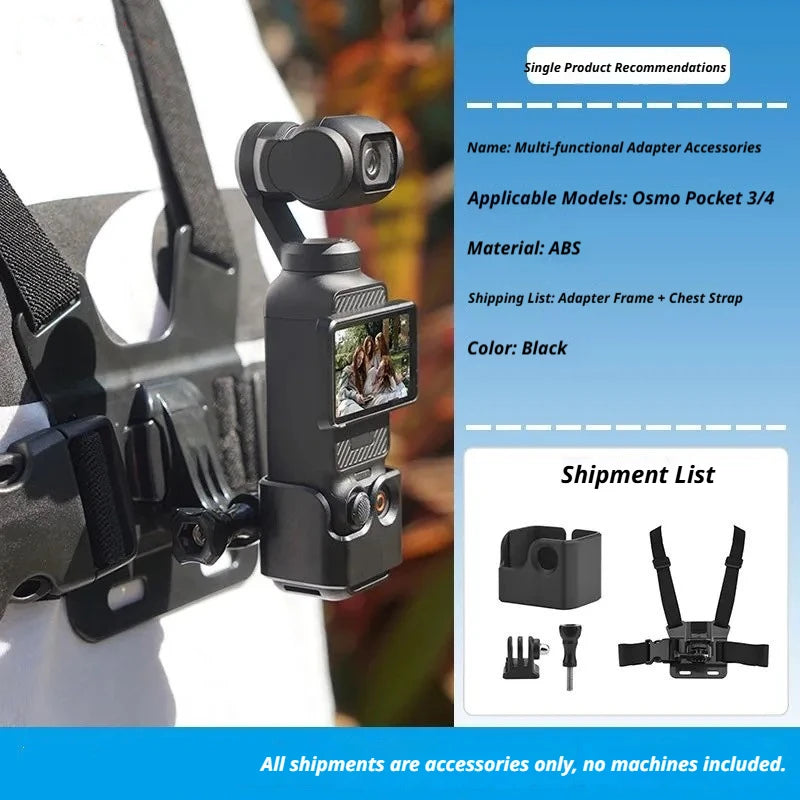 DJI Osmo Pocket 3/4 Head Strap, Chest Mount & Backpack Clip Kit