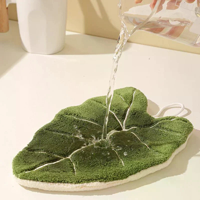 Leaf-Shape Double-Layer Hand Towel | Fast-Dry Coral Fleece Decorative Hand Towel Oasis Select