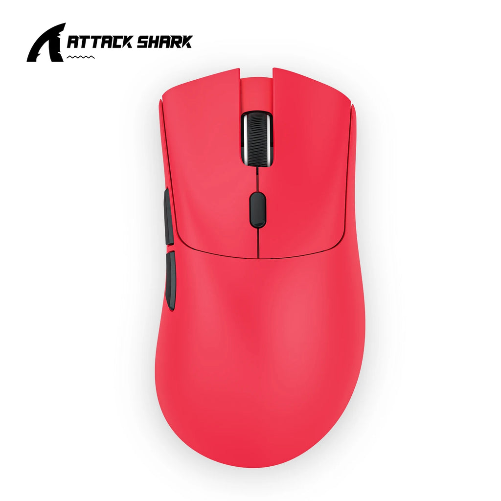Attack Shark R1 Wireless Gaming Mouse Tri Mode 2.4G Bluetooth Wired 18K DPI 1000Hz PAW3311 Sensor 59g Lightweight Rechargeable Oasis Select R1 Red