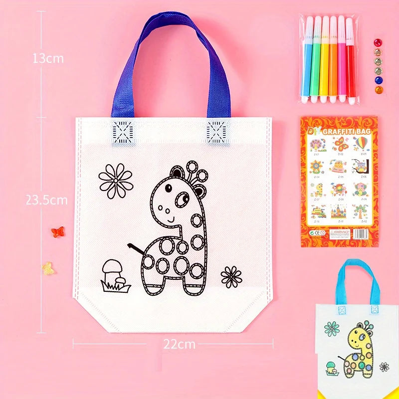 DIY Graffiti Bag & Coloring Markers Handmade Painting Non-Woven Bag for Arts Crafts Color Filling Drawing bag Oasis Select