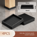 4PCS with Suction Cup Furniture Coasters Silicone Non Slip Furniture Wheel Stoppers Anti Displacement Rubber Caster Cups Oasis Select Black-Square