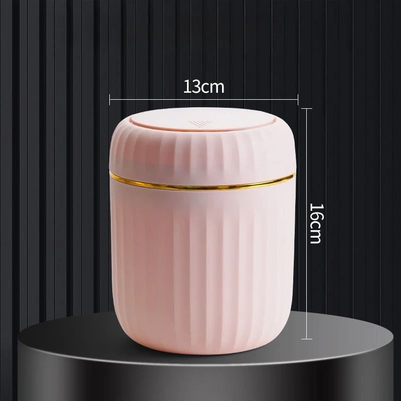 Mini Desktop Trash Can with Lid Garbage Waste Bin Organizer Bedroom Office Desk Storage Box Made Durable Plastic Home Supplies Oasis Select Pink