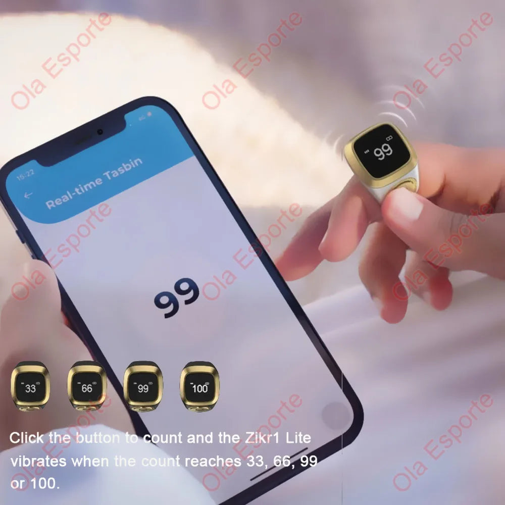 Smart Tasbih Zikr Ring – Digital Prayer Counter & Reminder