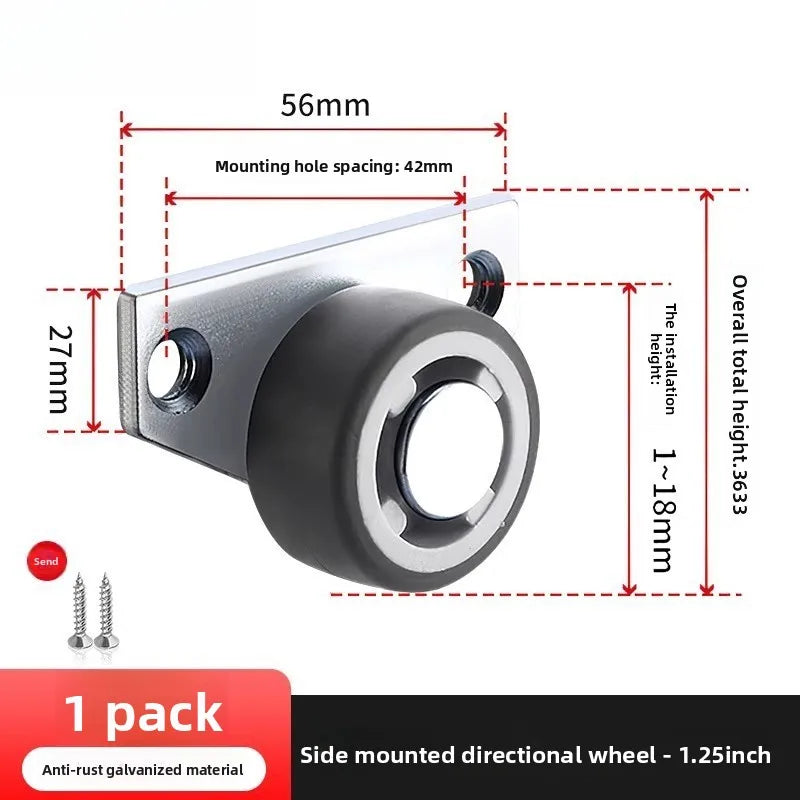 1Pcs Side-Mounted Casters, Silent Rubber Wheels, Drawer Caster, for Furniture, Kitchen Cabinet, Table, Loading Capacity 20KG Oasis Select F