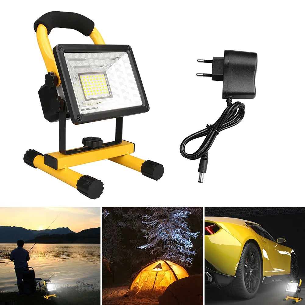 30W LED Portable Rechargeable Floodlight Waterproof Spotlight Battery Powered Searchlight Outdoor Work Lamp Camping Lantern Oasis Select