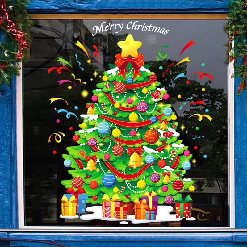 Christmas Snowman Santa Electrostatic Window Decals | 2/4 PCS
