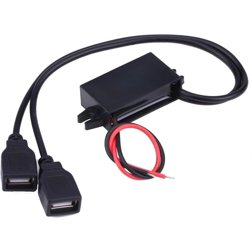 USB Converter Module DC/DC Converter 12V 24V To 5V 3A Dual USB Female Converter Adapter Step Down Module For Motorcycle Phone Oasis Select Dual square USB 12V 24V 5V 3A
