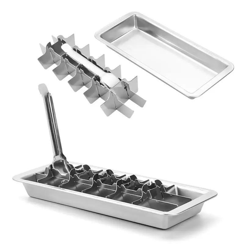 Stainless Steel Ice Cube Tray Stainless Steel Ice Cube Maker Freezer Square Ice Cube Mold tool Making for Milk and Drink Cooling Oasis Select