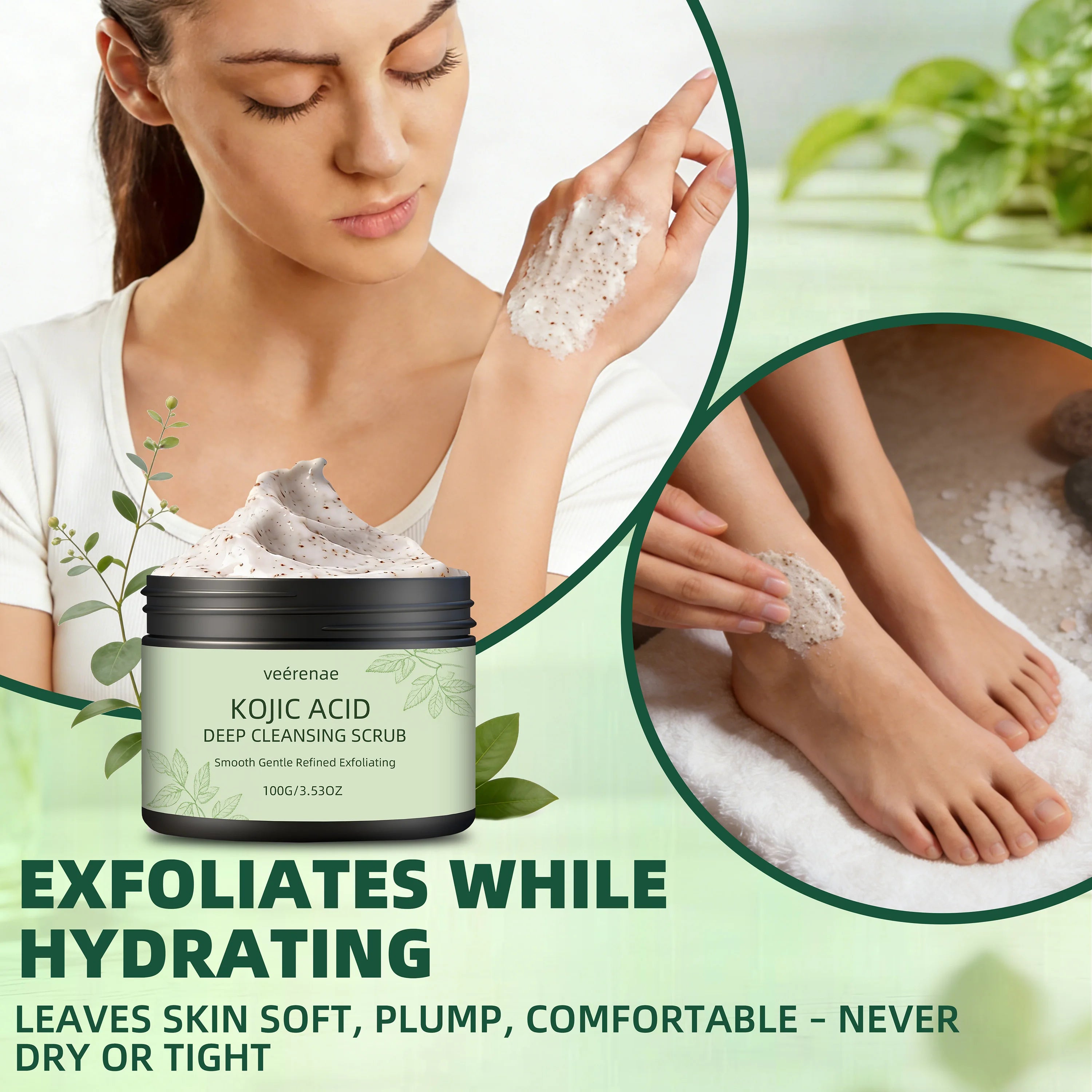 Veerenae Kojic Acid Cleansing Scrub – Face & Body Exfoliator