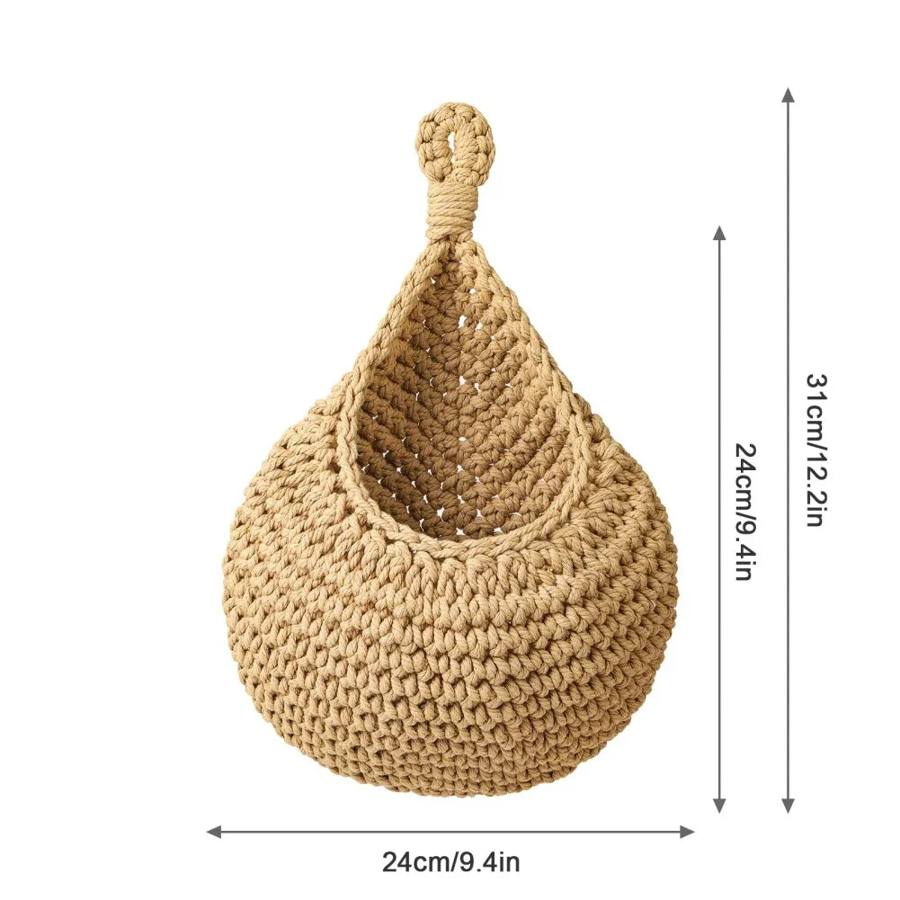 Fruit Vegetable Basket XS-2XL Handwoven Wall Hanging Teardrop Plant Basket Kitchen Table Wall Hanging Storage Basket Container Oasis Select XL