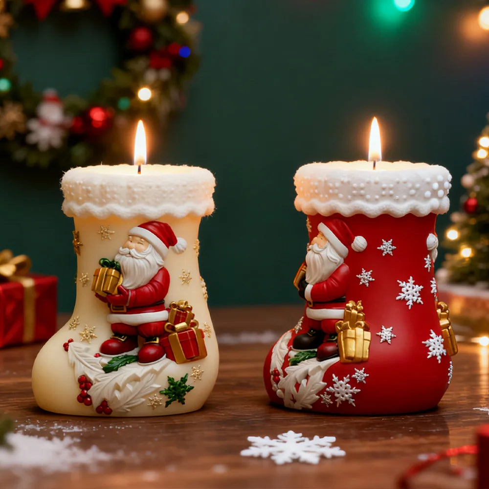 Holiday Stocking Silicone Mould Adorable Santa Claus Candle Mold Christmas Gift Mold Easy To Demold For Scented Ornament Making Oasis Select