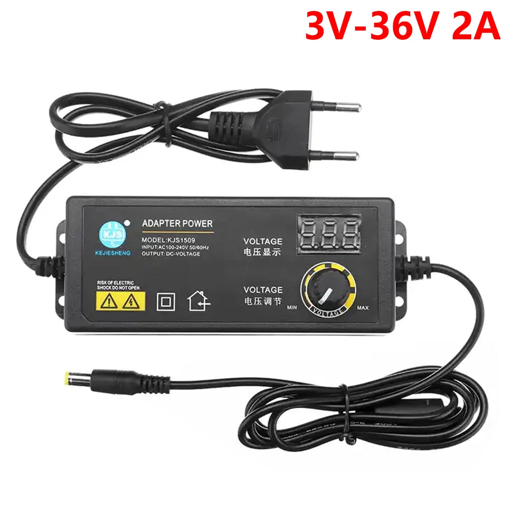 Adjustable Power Supply Adapter 3V-36V 2A 60W Power Adapter with Display Universal AC 220V To DC 12V Adapter Adjustable Charger Oasis Select 60W 3V-36V 2A EU Plug