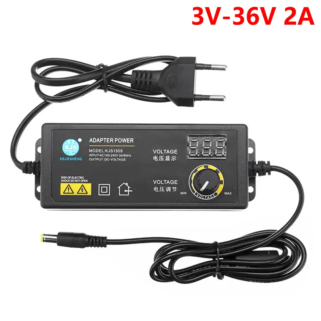 Adjustable Power Supply Adapter 3V-36V 2A 60W Power Adapter with Display Universal AC 220V To DC 12V Adapter Adjustable Charger Oasis Select 60W 3V-36V 2A EU Plug