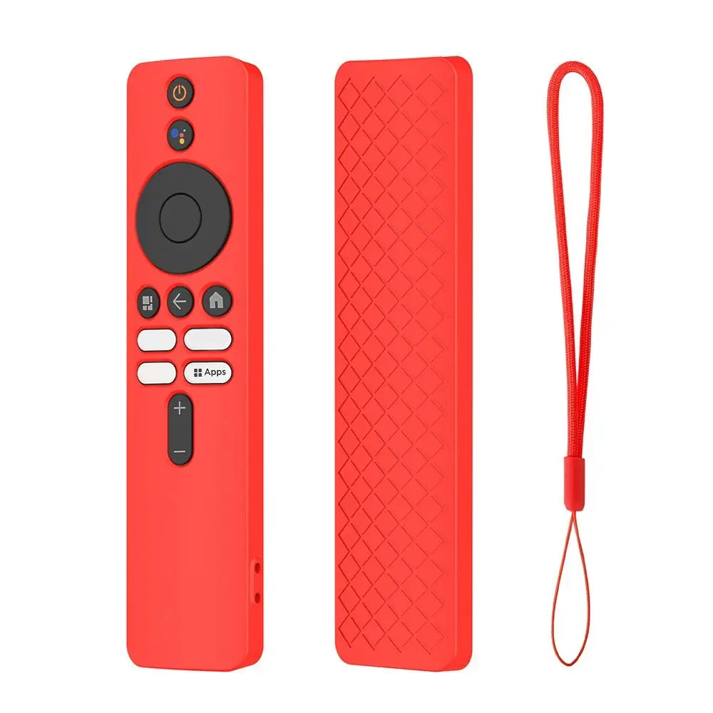 Protective Case Remote Control Case Plain Color Shockproof TV Stick Cover Silicone for Xiaomi TV Box S (2nd Gen) Oasis Select red